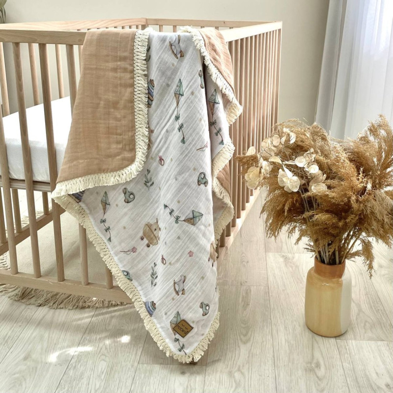 Плед Msonya З бахромою бежевий 80х100 +/2см весна, літо 8783741