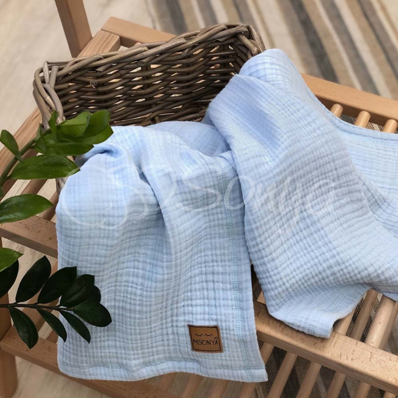 Плед Msonya муслін жатка без бахроми блакитний