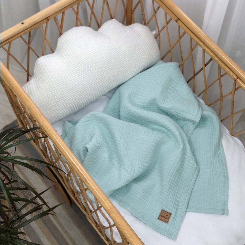 Плед Msonya муслін жатка без бахроми м'ятний