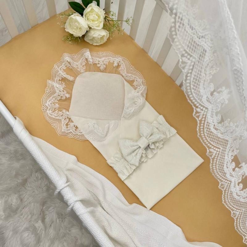 Конверт Msonya Пелюшка-вкладиш з мереживом молочна