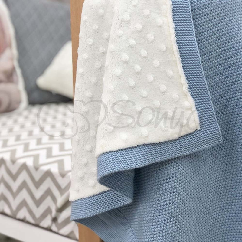 Плед Msonya Бавовняний на підкладці Wellsoft Рогожка 80х100 см блакитний