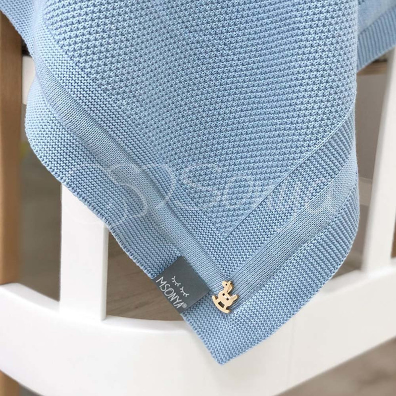 Плед Msonya Бавовняний на підкладці Wellsoft Рогожка 80х100 см блакитний