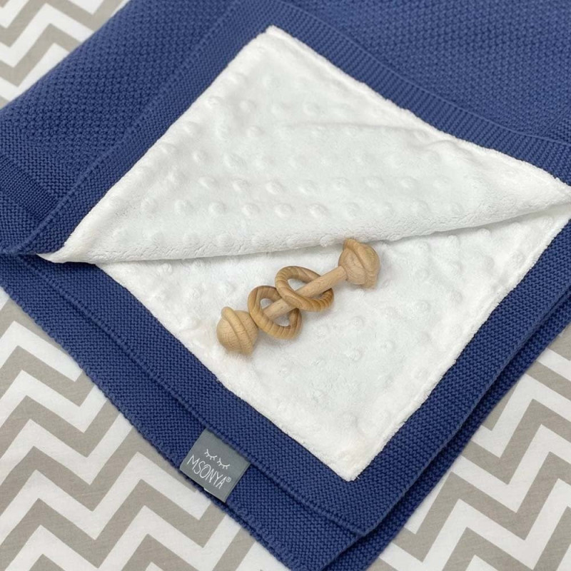 Плед Msonya Бавовняний на підкладці Wellsoft Рогожка 80х100 см джинс