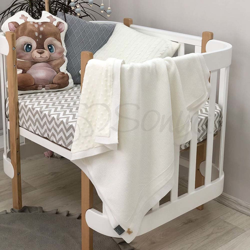 Плед Msonya Бавовняний на підкладці Wellsoft Рогожка 80х100 см білий