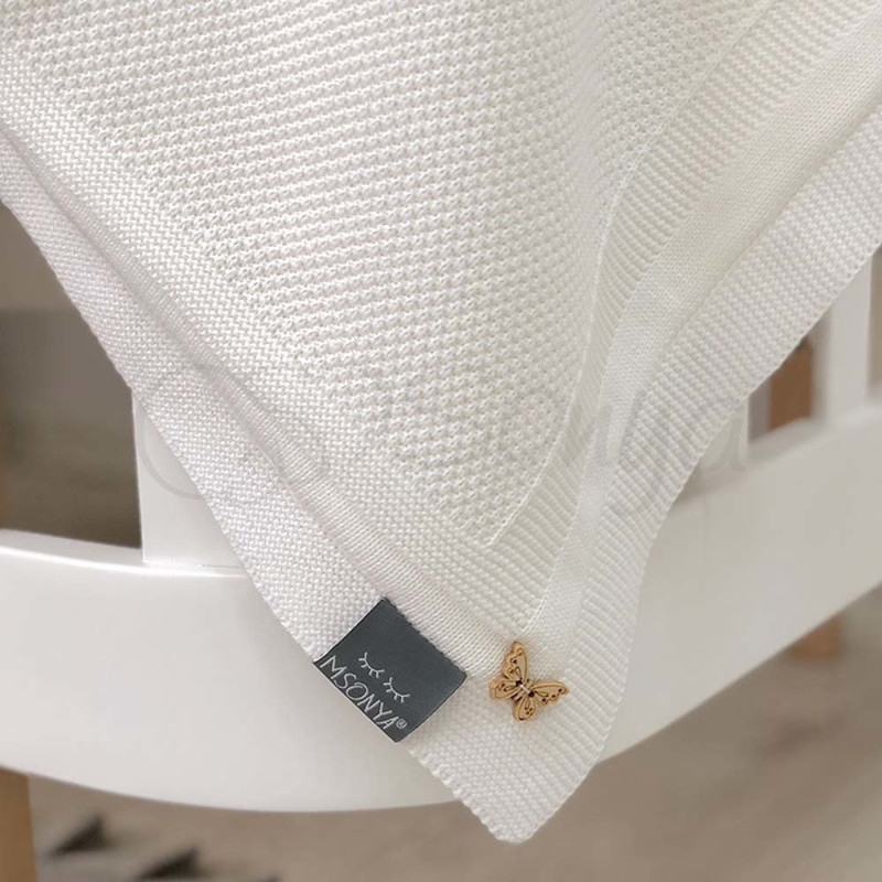 Плед Msonya Бавовняний на підкладці Wellsoft Рогожка 80х100 см білий