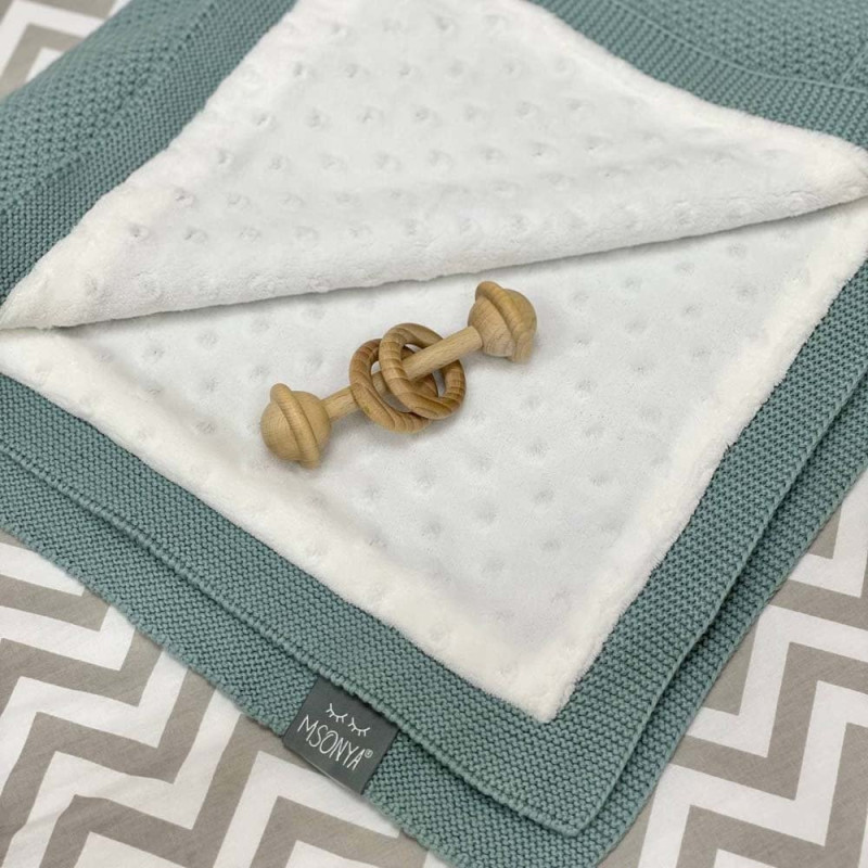 Плед Msonya Бавовняний на підкладці Wellsoft Рогожка 80х100 см темна м'ята