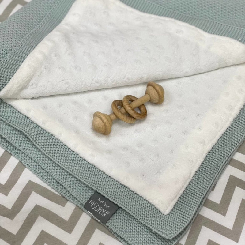 Плед Msonya Бавовняний на підкладці Wellsoft Рогожка 80х100 см м'ятний світлий