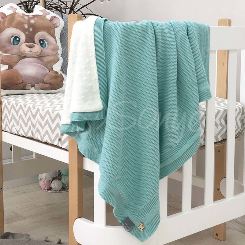 Плед Msonya Бавовняний на підкладці Wellsoft Рогожка 80х100 см тіфані