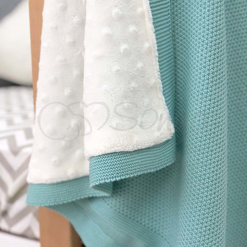 Плед Msonya Бавовняний на підкладці Wellsoft Рогожка 80х100 см тіфані