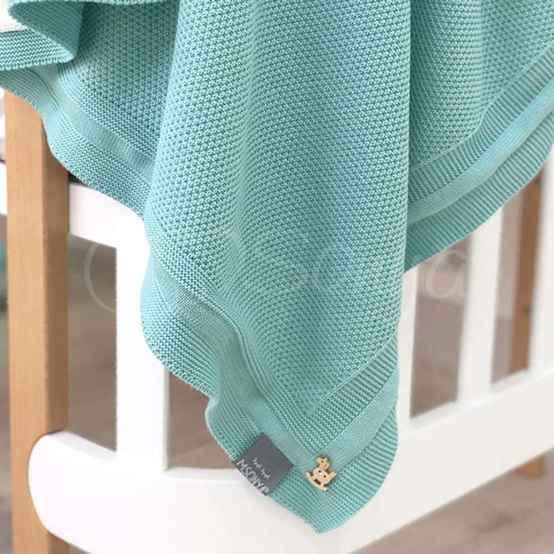 Плед Msonya Бавовняний на підкладці Wellsoft Рогожка 80х100 см тіфані