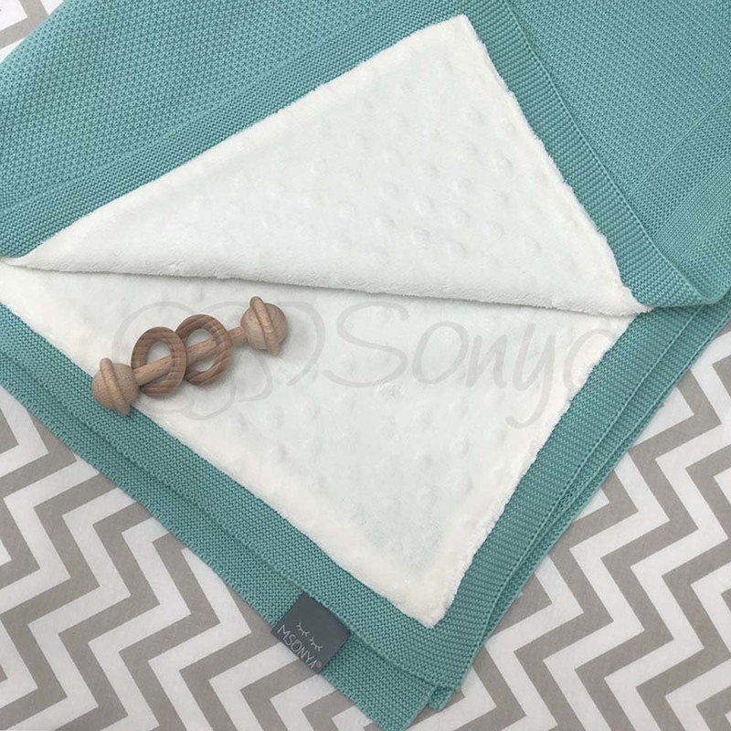 Плед Msonya Бавовняний на підкладці Wellsoft Рогожка 80х100 см тіфані