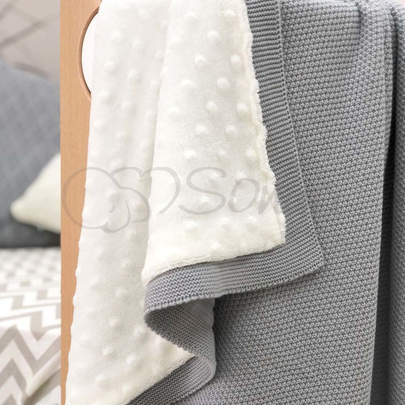 Плед Msonya Бавовняний на підкладці Wellsoft Рогожка 80х100 см сірий