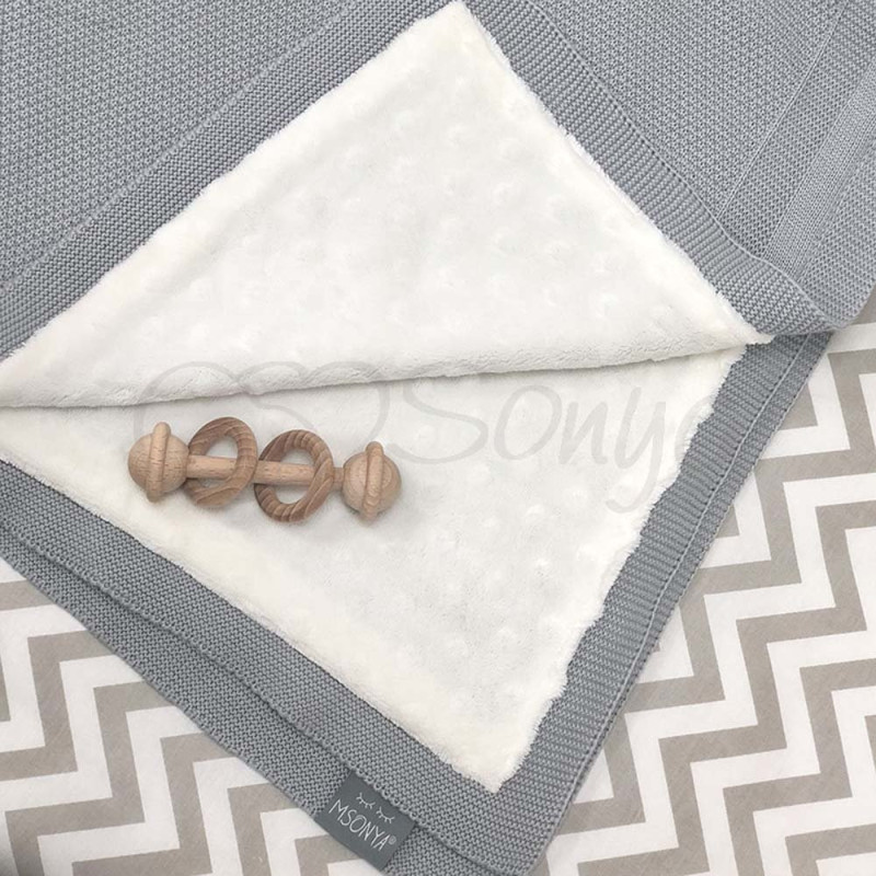 Плед Msonya Бавовняний на підкладці Wellsoft Рогожка 80х100 см сірий