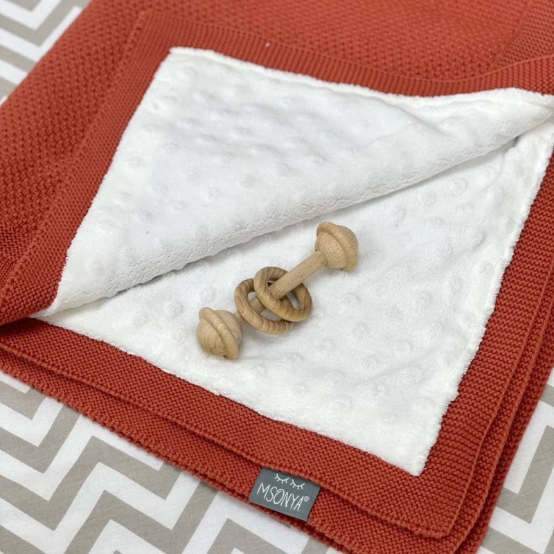 Плед Msonya Бавовняний на підкладці Wellsoft Рогожка 80х100 см теракот