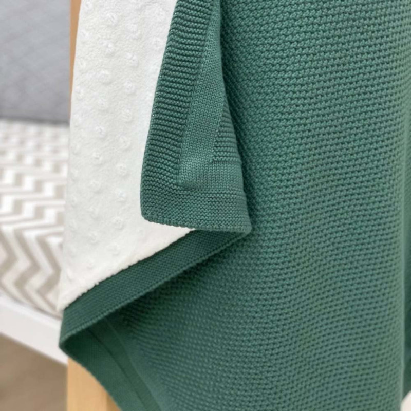 Плед Msonya Бавовняний на підкладці Wellsoft Рогожка 80х100 см малахіт