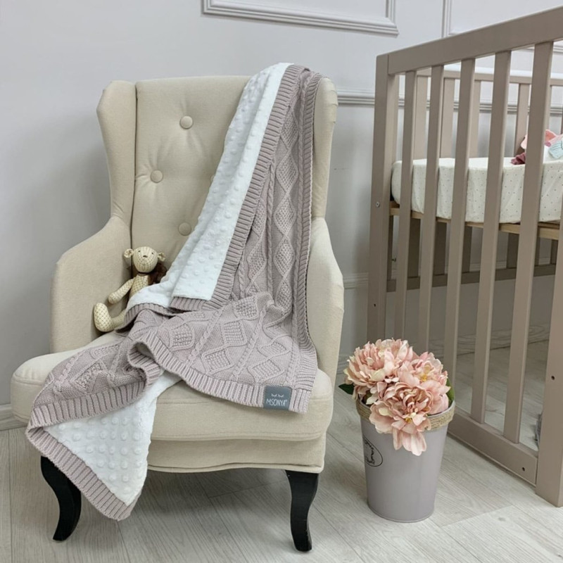 Плед Msonya в'язаний утеплений коси-ромби моко