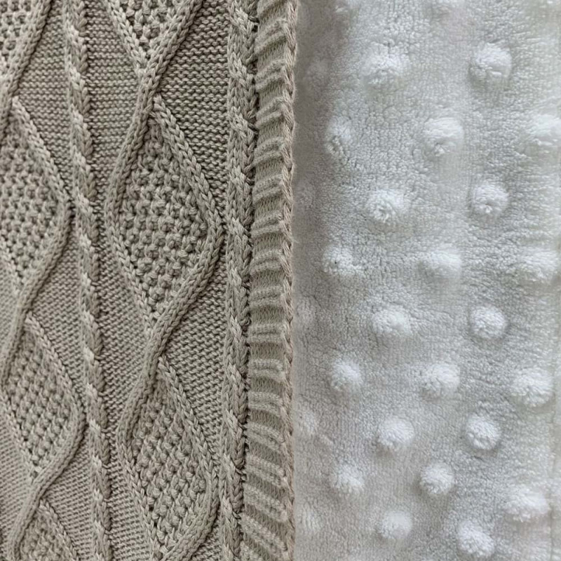 Плед Msonya в'язаний утеплений коси-ромби кава