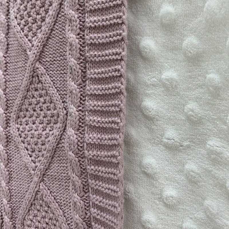 Плед Msonya в'язаний утеплений коси-ромби ліла