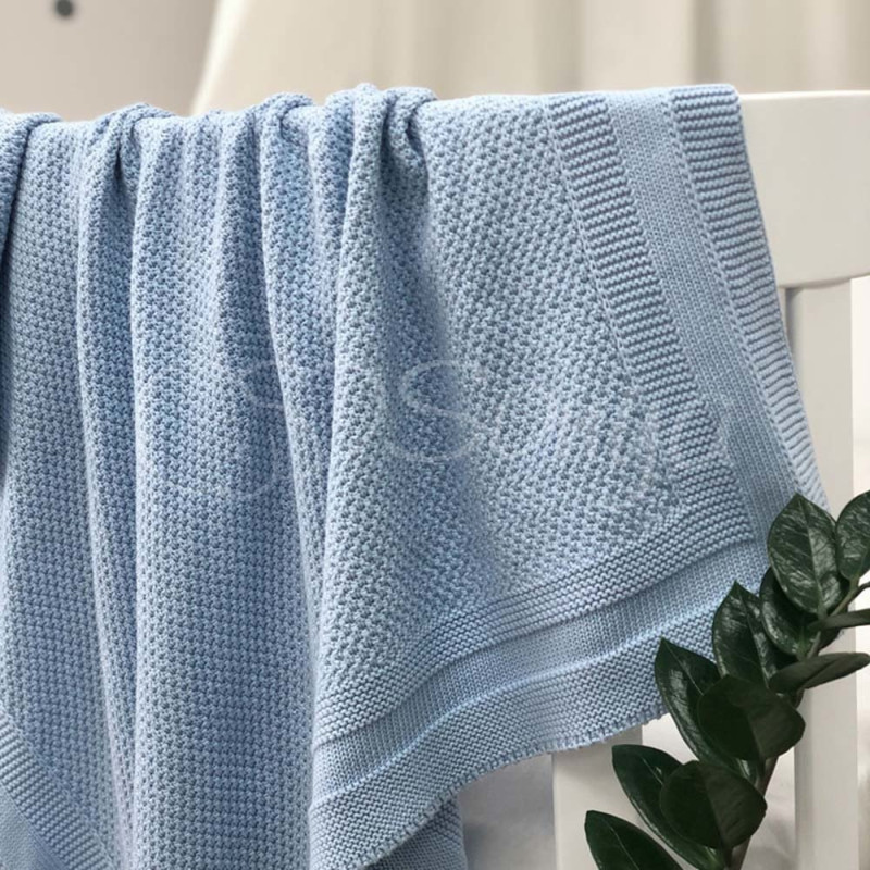 Плед Msonya Бавовняний Рогожка 80х100 см блакитний