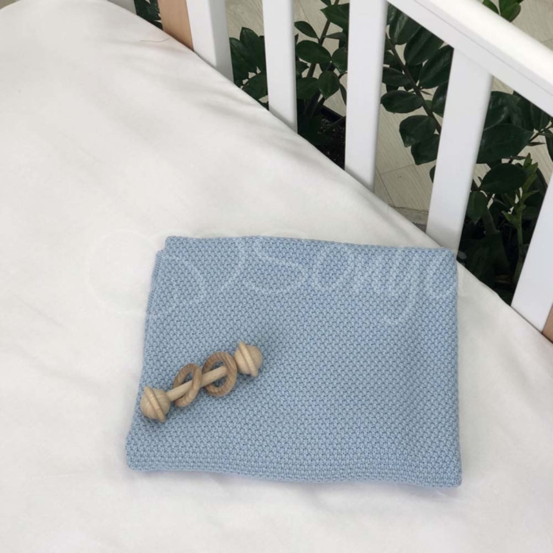 Плед Msonya Бавовняний Рогожка 80х100 см блакитний