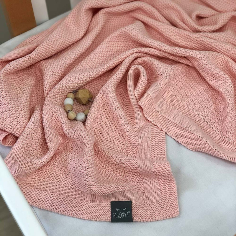 Плед Msonya Бавовняний Рогожка 80х100 см персик