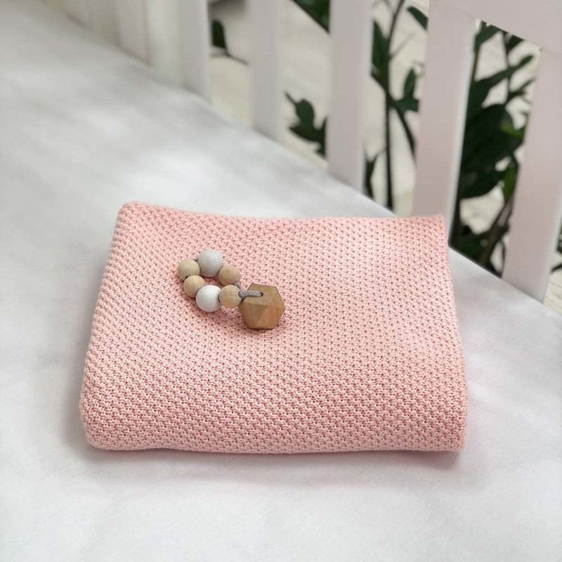 Плед Msonya Бавовняний Рогожка 80х100 см персик