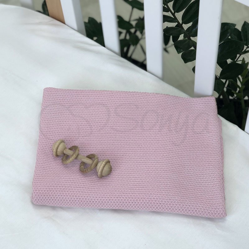 Плед Msonya Бавовняний Рогожка 80х100 см рожевий