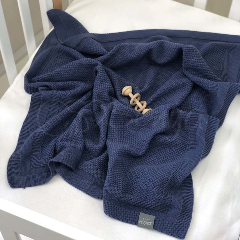 Плед Msonya Бавовняний Рогожка 80х100 см джинс