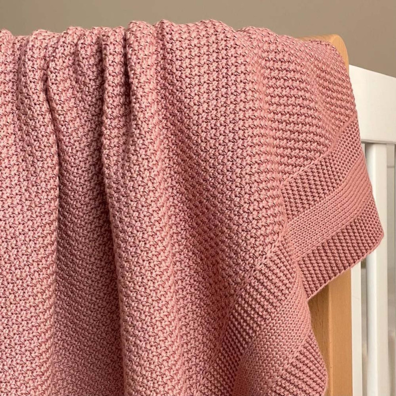 Плед Msonya Бавовняний Рогожка 80х100 см запорошена троянда