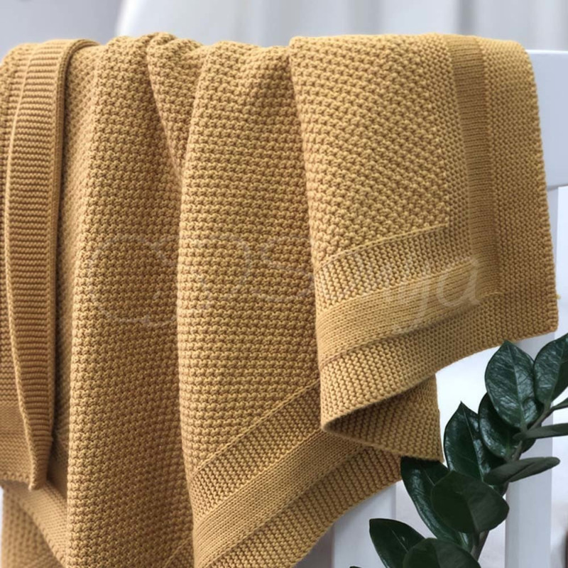 Плед Msonya Бавовняний Рогожка 80х100 см гірчиця