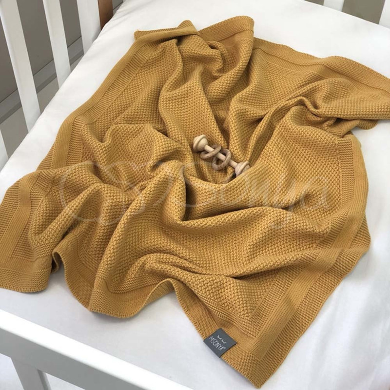 Плед Msonya Бавовняний Рогожка 80х100 см гірчиця