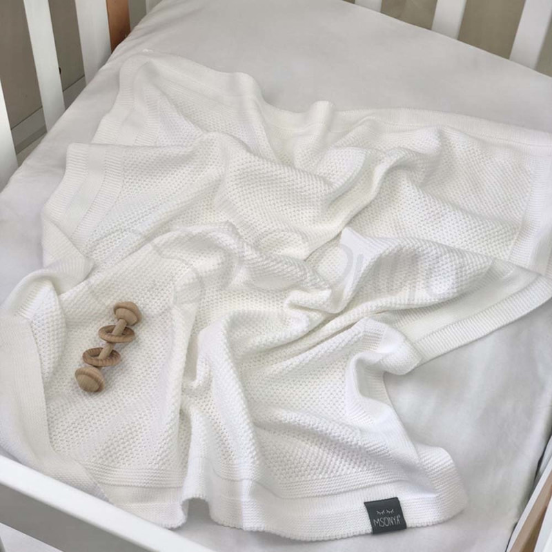 Плед Msonya Бавовняний Рогожка 80х100 см білий