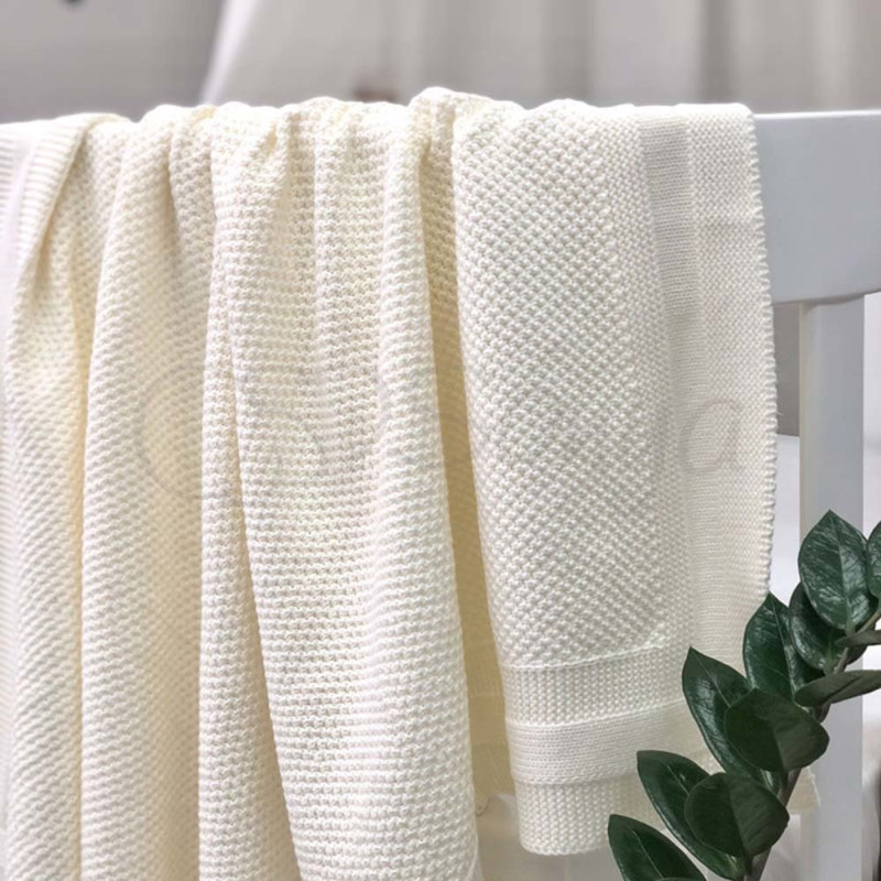 Плед Msonya Бавовняний Рогожка 80х100 см молочний