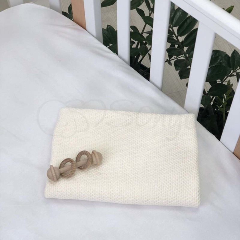 Плед Msonya Бавовняний Рогожка 80х100 см молочний