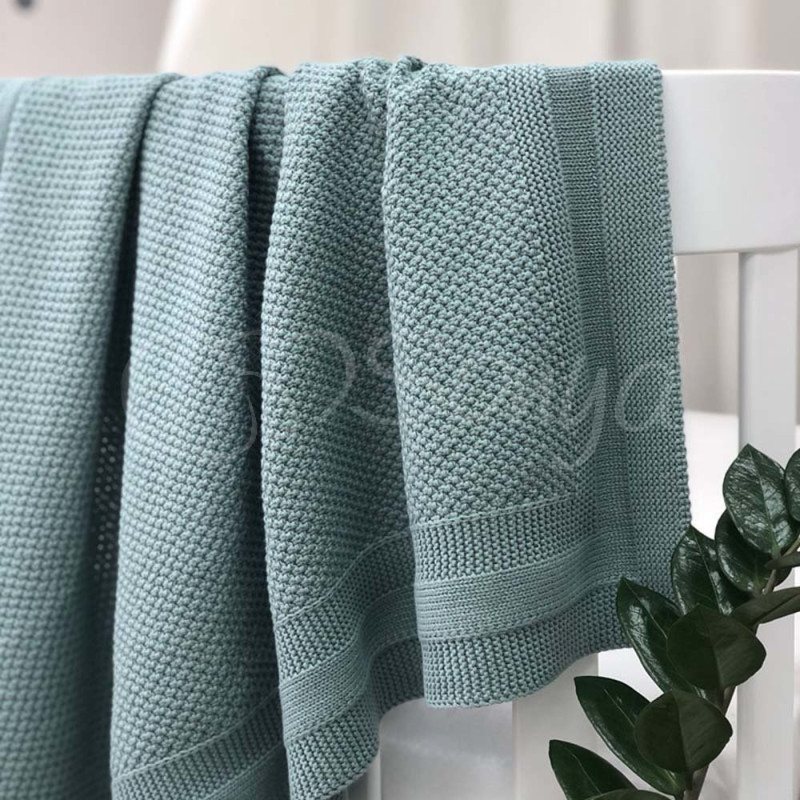 Плед Msonya Бавовняний Рогожка 80х100 см м'ята темна