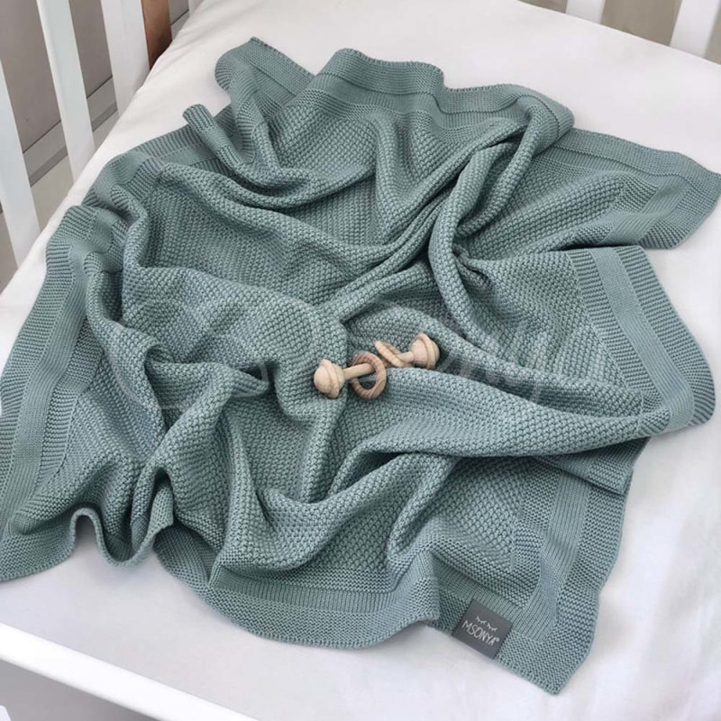 Плед Msonya Бавовняний Рогожка 80х100 см м'ята темна