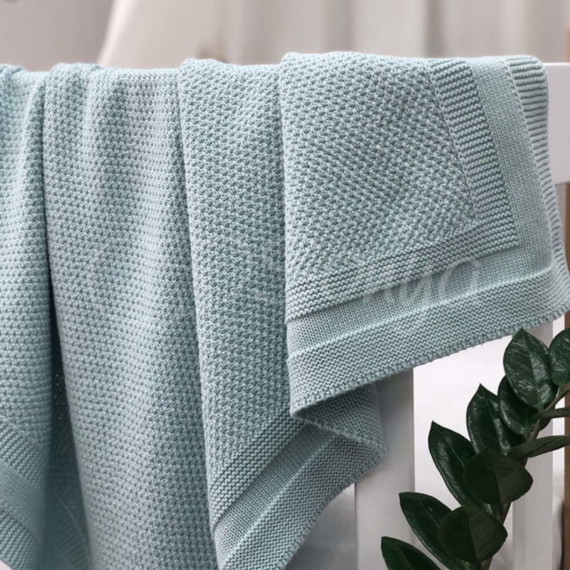 Плед Msonya Бавовняний Рогожка 80х100 см м'ята світла