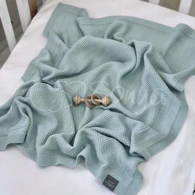 Плед Msonya Бавовняний Рогожка 80х100 см м'ята світла