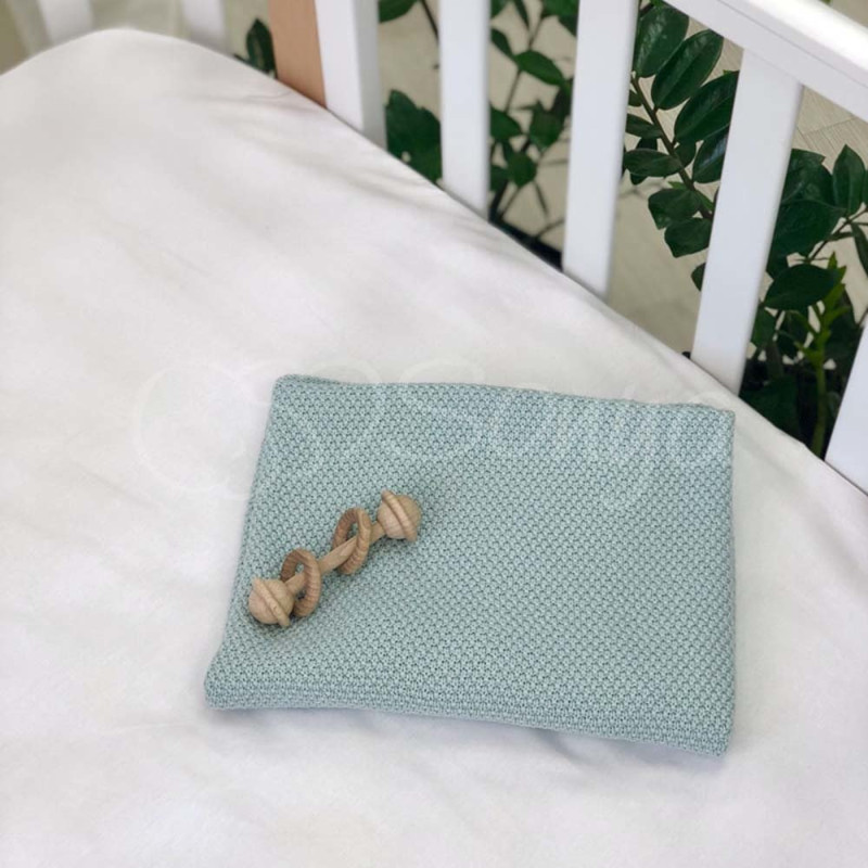 Плед Msonya Бавовняний Рогожка 80х100 см м'ята світла