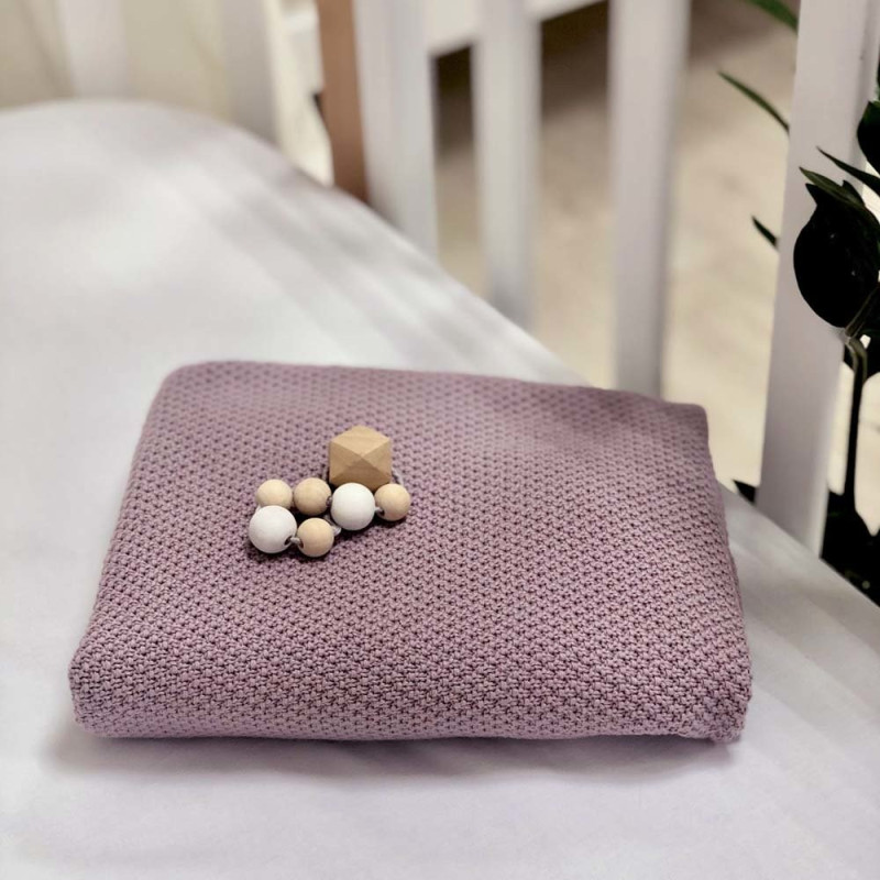 Плед Msonya Бавовняний Рогожка 80х100 см ліла