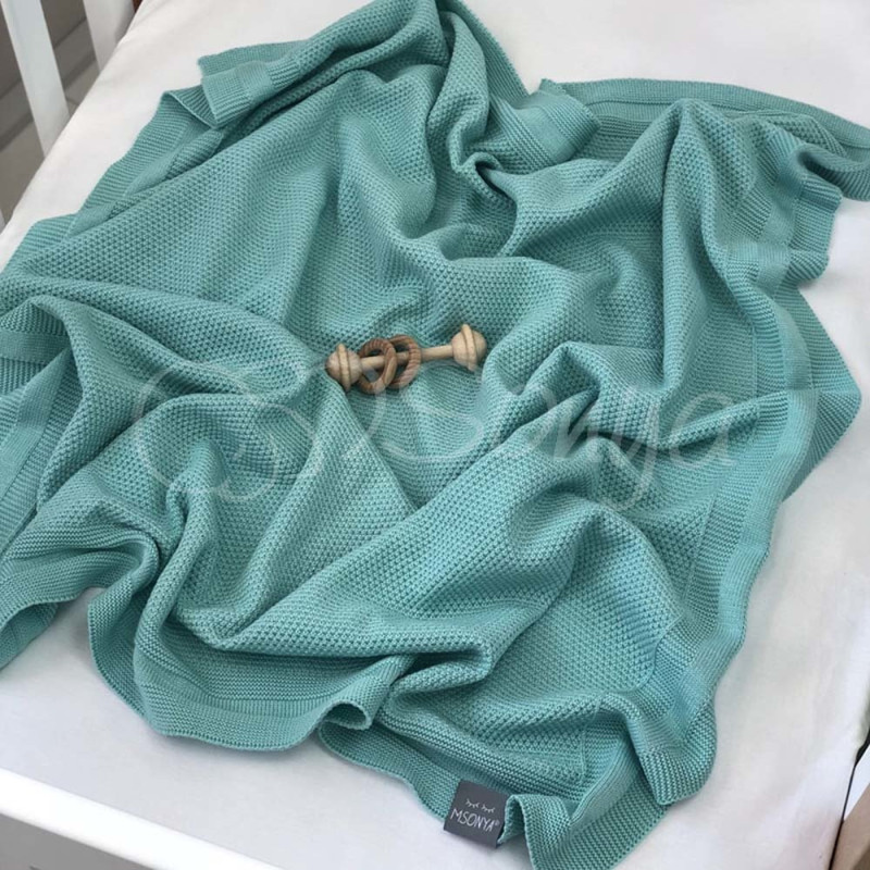 Плед Msonya Бавовняний Рогожка 80х100 см тіфані