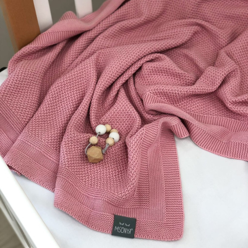 Плед Msonya Бавовняний Рогожка 80х100 см чайна троянда