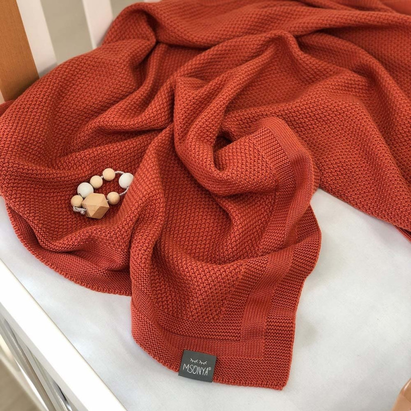 Плед Msonya Бавовняний Рогожка 80х100 см терракот