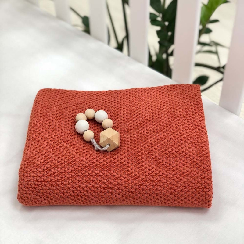 Плед Msonya Бавовняний Рогожка 80х100 см терракот