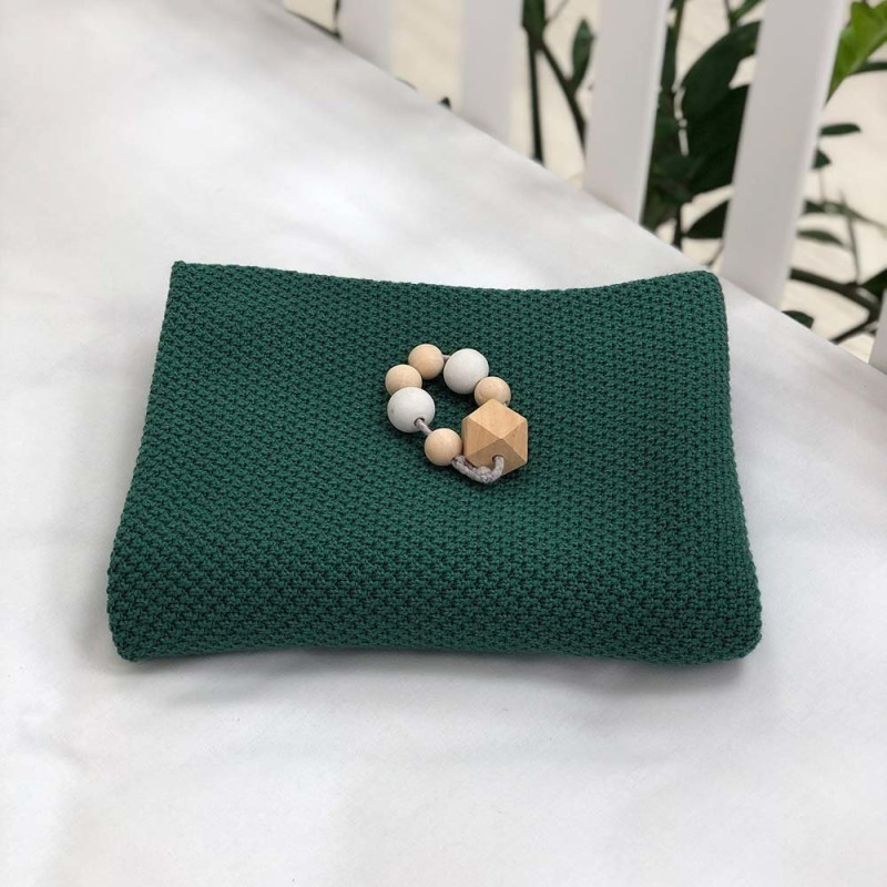 Плед Msonya Бавовняний Рогожка 80х100 см малахіт