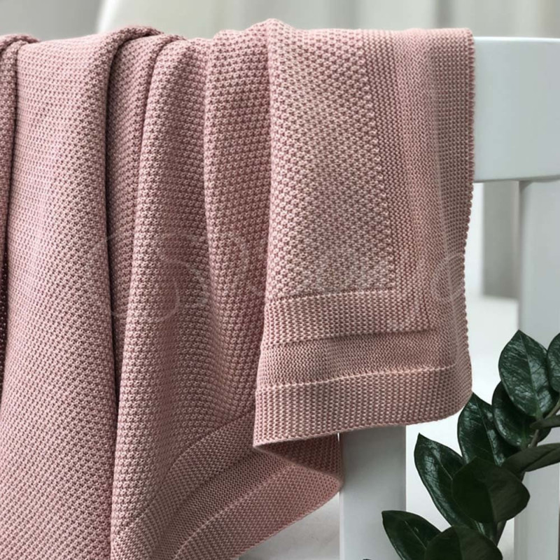 Плед Msonya Бавовняний Рогожка 80х100 см пудра