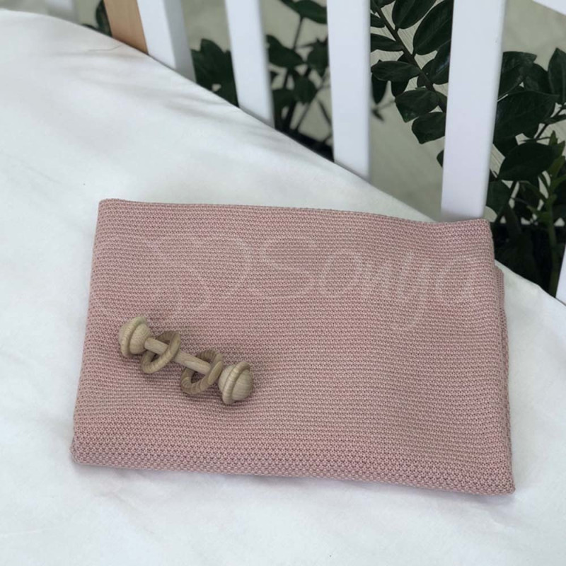 Плед Msonya Бавовняний Рогожка 80х100 см пудра