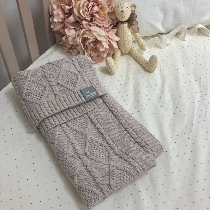 Плед Msonya В'язаний ромб-коса моко