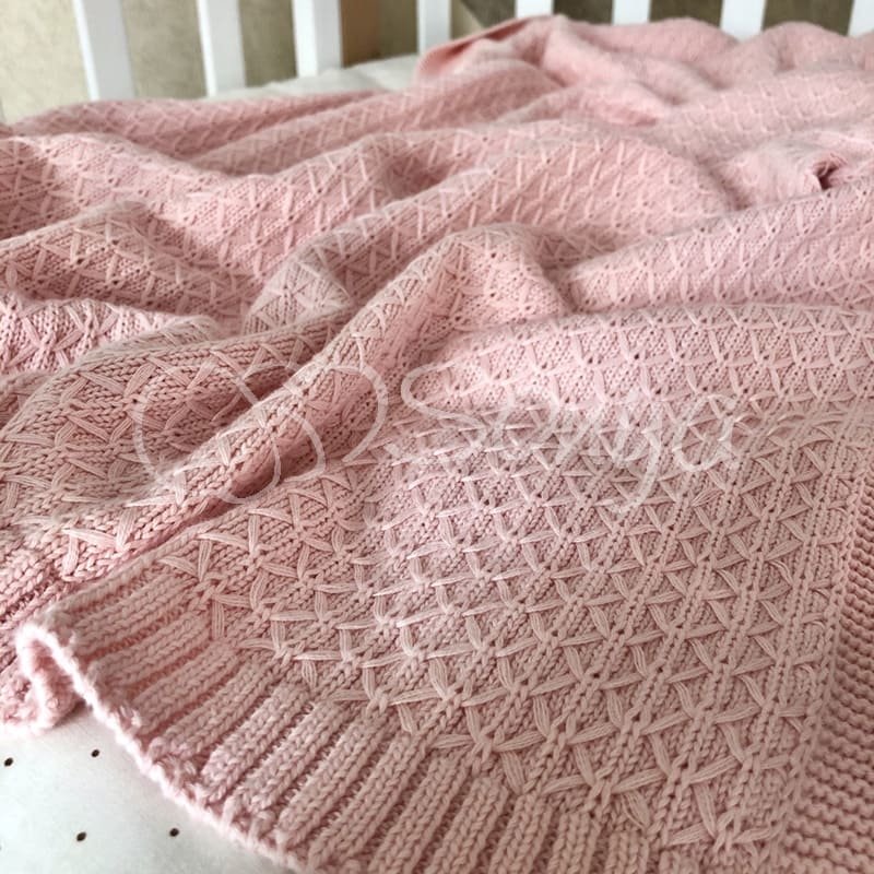 Плед Msonya В'язаний дрібний ромб персик