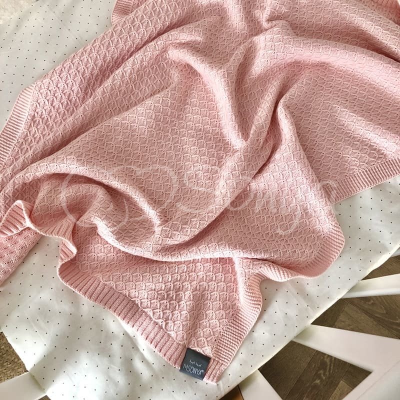 Плед Msonya В'язаний дрібний ромб персик